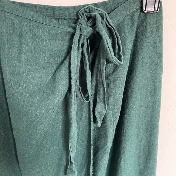 Asos midi Linen/Viscose forest green wrap skirt - Picture 5 of 7